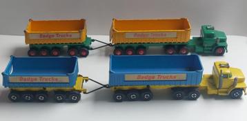 2 Matchbox K-16 Dodge Kieper Trucks met Aanhanger beschikbaar voor biedingen