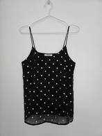 Pieces - zwarte top met gouden polkadot print - maat S, Verzenden, Zwart, Zo goed als nieuw, Pieces