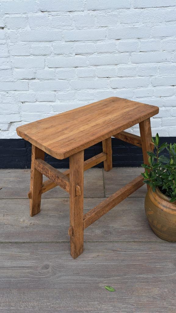 Teakhouten Tafel / Bankje, Huis en Inrichting, Krukjes, Nieuw, Hout, Ophalen of Verzenden