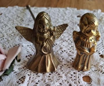Vintage kaarsendover engel  + koperen engeltje beschikbaar voor biedingen