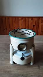 EMAILLE CRÈME/WIT 1 PITS PETROLEUMSTEL., Antiek en Kunst, Antiek | Emaille, Ophalen of Verzenden