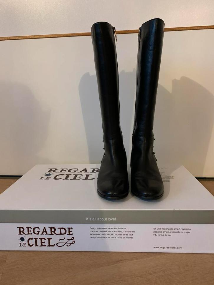 NIEUWE LEREN LAARZEN VAN REGARDE LE CIEL, MT 38, Kleding | Dames, Schoenen, Zo goed als nieuw, Hoge laarzen, Zwart, Ophalen of Verzenden