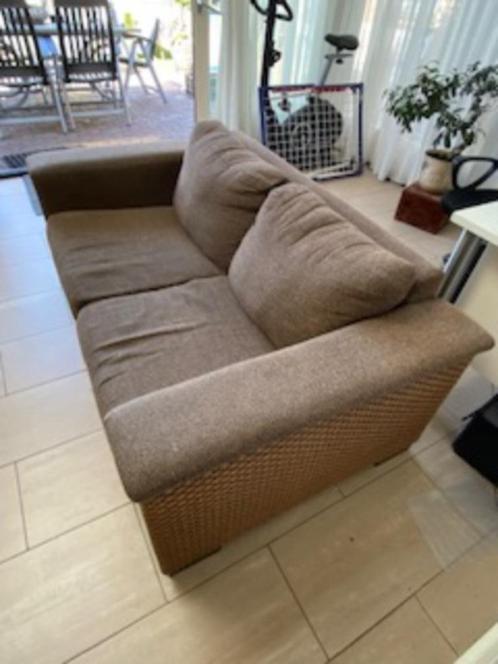 lloyd loom bank en fauteuils, Huis en Inrichting, Banken | Bankstellen, Gebruikt, Rechte bank, Tweepersoons, Minder dan 150 cm
