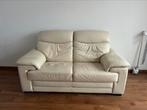 2 zitsbank leer beige ivoor, Huis en Inrichting, Banken | Bankstellen, Ophalen, Gebruikt, 150 tot 200 cm, Tweepersoons