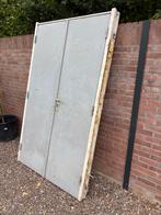 Dubbele Houten Deur met Kozijn, Doe-het-zelf en Verbouw, Deuren en Horren, Gebruikt, Buitendeur, 200 tot 215 cm, Hout