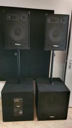 leuke actieve speakerset ibiza sound 2xSub 2xTop, Audio, Tv en Foto, Luidsprekers, Overige typen, Zo goed als nieuw, 120 watt of meer