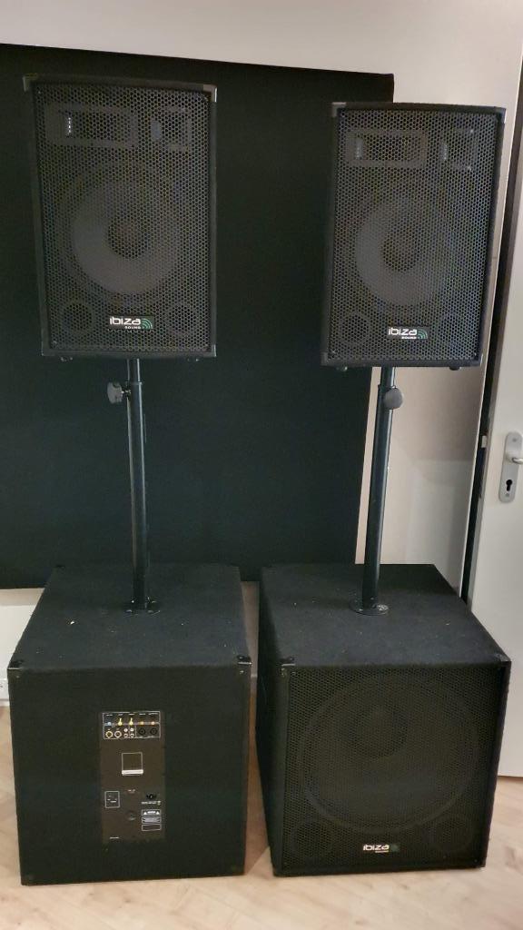 leuke actieve speakerset ibiza sound 2xSub 2xTop, Audio, Tv en Foto, Luidsprekers, Zo goed als nieuw, Overige typen, 120 watt of meer