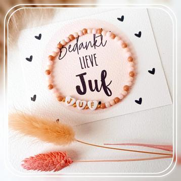 Nieuw! Cadeautje bedankje voor de juf armbandje + kaartje beschikbaar voor biedingen