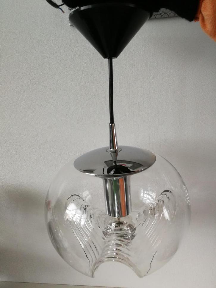Vintage Peill & Putzler Wave " Futura" hanglamp, jaren 70., Huis en Inrichting, Lampen | Hanglampen, Minder dan 50 cm, Glas, Metaal