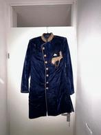 Indiase Sherwani - Donkerblauw Fluweel - Maat 38, Ophalen of Verzenden, Gedragen, Maat 46 (S) of kleiner, Blauw