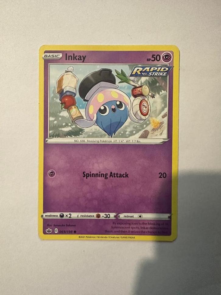 Inkay – 069/198 – Chilling Reign, Hobby en Vrije tijd, Verzamelkaartspellen | Pokémon, Zo goed als nieuw, Losse kaart, Ophalen of Verzenden