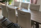 Lichtgrijze eettafel 190x90 met kruispoot, Huis en Inrichting, Tafels | Eettafels, Ophalen, Zo goed als nieuw, Rechthoekig, 50 tot 100 cm