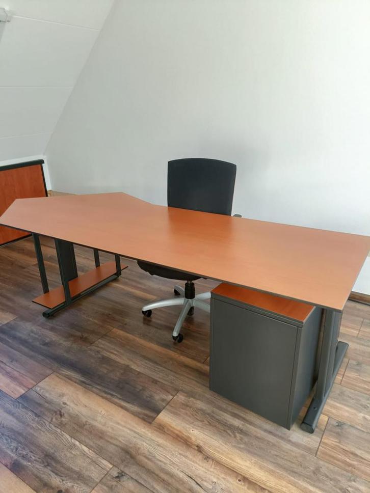 3 delige bureau kantoor set kersen zwart van den  Brink, Huis en Inrichting, Bureaus, Zo goed als nieuw, Ophalen of Verzenden