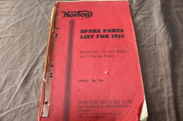 Norton models  ES2 19 rigid and spring frame 1955 parts list beschikbaar voor biedingen