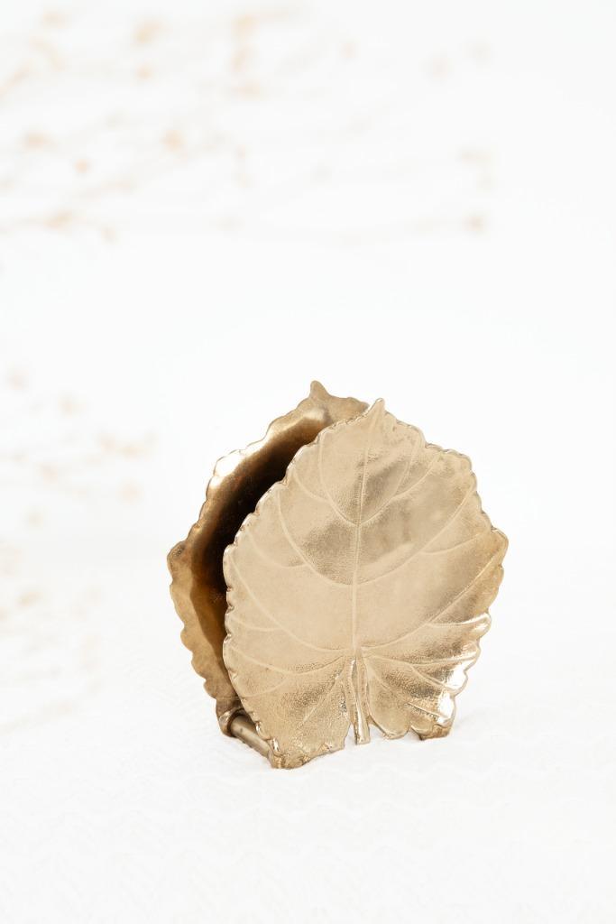 Messing servethouder - blad, Antiek en Kunst, Antiek | Koper en Brons, Ophalen of Verzenden