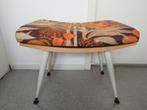 Vintage Retro print Japandi kruk voetenbank 35x50x40cm, Minder dan 50 cm, Verzenden, Rond, Minder dan 50 cm