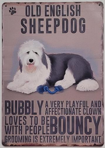 Old English Sheepdog eigenschappen metalen reclamebord deco  beschikbaar voor biedingen