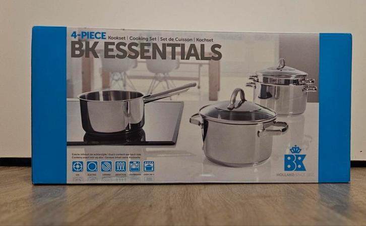 BK Essentials 4-delige Pannenset - Nieuw!, Huis en Inrichting, Keuken | Potten en Pannen, Nieuw, Pannenset, Rvs, Inductieplaat