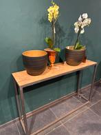 Houten Sidetable met Stalen Frame, Huis en Inrichting, Tafels | Sidetables, Ophalen, 100 tot 150 cm, Zo goed als nieuw, Metaal