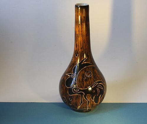 De Gats Valkenburg keramiek steelvaas met sgraffito, Antiek en Kunst, Antiek | Vazen, Ophalen of Verzenden