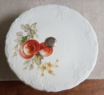 Oude taartschaal op voetje, perzik, Porcelaine G.L.Limoges beschikbaar voor biedingen