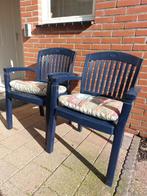 hartman tuinstoel blauw 2x, Tuin en Terras, Tuinstoelen, Kunststof, Gebruikt, Stapelbaar, Ophalen