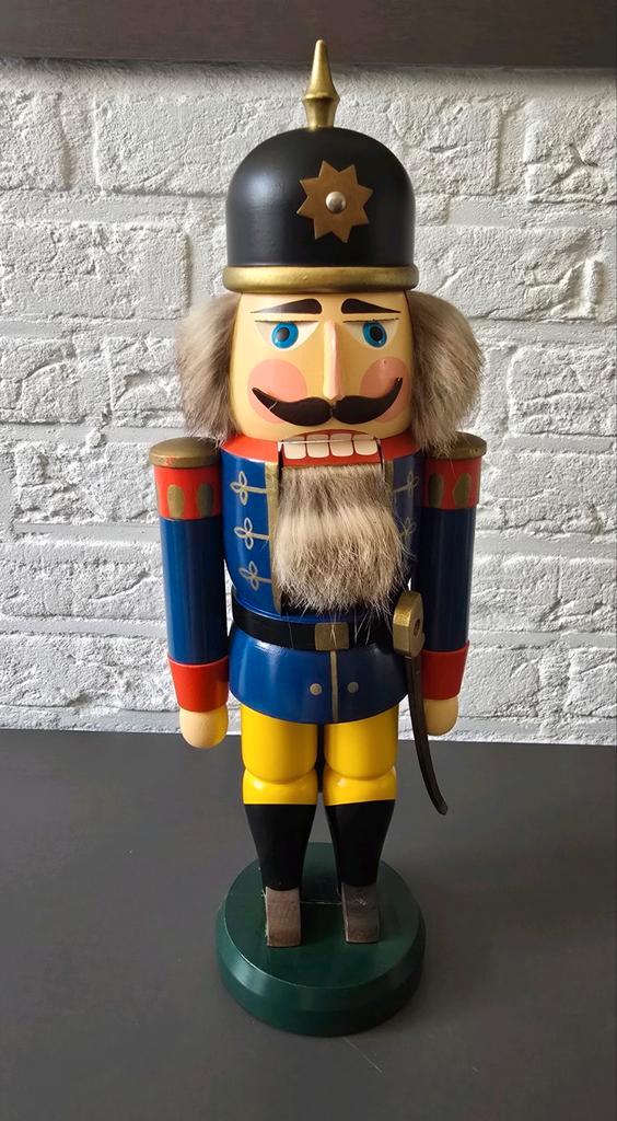 Notenkraker Soldaat Seiffener Volkskunst Erzg +/- 36 cm hoog, Diversen, Kerst, Gebruikt, Verzenden