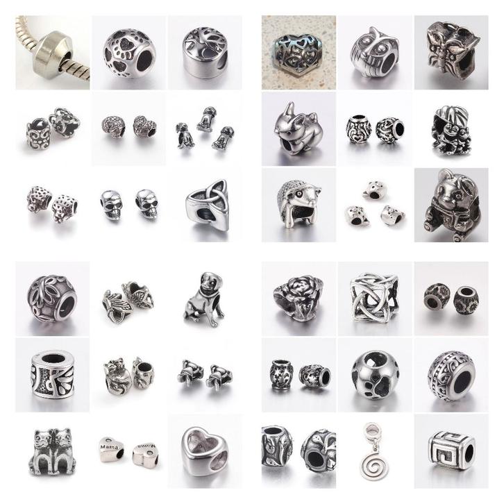 Vanaf € 0,95 RVS groot-gat bedels, Sieraden, Tassen en Uiterlijk, Bedels, Nieuw, Overige merken, Overige materialen, 4 bedels of meer