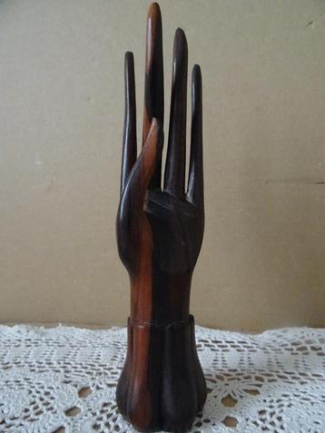 Balinees houten beeld beeldje hand ringhouder 19cm vintage beschikbaar voor biedingen