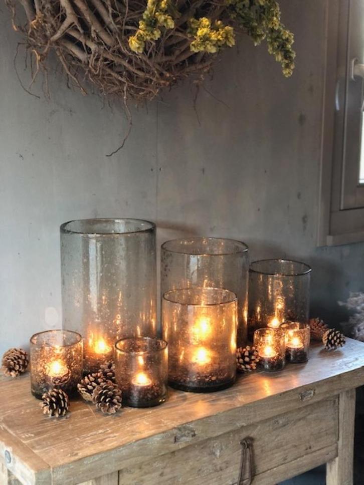 SFEERMAKER... NIEUW windlicht bubbelglas div. afmetingen, Huis en Inrichting, Woonaccessoires | Kandelaars en Kaarsen, Nieuw, 25 tot 50 cm