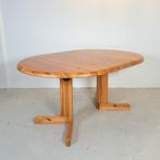 Ovaal uitschuifbare grenen eettafel in Deense stijl, Huis en Inrichting, Tafels | Eettafels, 100 tot 150 cm, Vintage, Ophalen of Verzenden