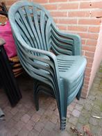 5x Hartman Groene PVC (Stapel) stoelen met Armleuning, Ophalen, Gebruikt, Plastic, Stapelbaar
