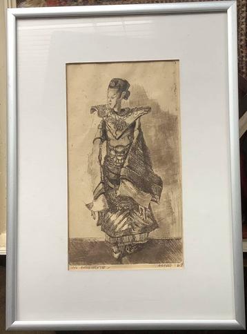 Japan, China, kostuum, ets, schilderij, Anneke Kuyper, oud beschikbaar voor biedingen