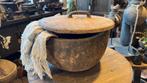Grote houten pot met deksel, Bv, Rond, Hout, Nieuw