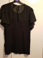 Zwarte nette H&M shirt met ruches en mesh bovenkant maat M/L, H&M, Zwart, Maat 42/44 (L), Ophalen of Verzenden