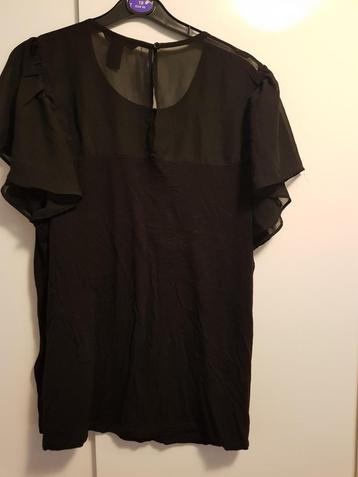 Zwarte nette H&M shirt met ruches en mesh bovenkant maat M/L beschikbaar voor biedingen
