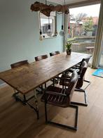 Te koop industriële tafel en stoelen, Huis en Inrichting, Tafels | Eettafels, 200 cm of meer, 50 tot 100 cm, Rechthoekig, Zo goed als nieuw