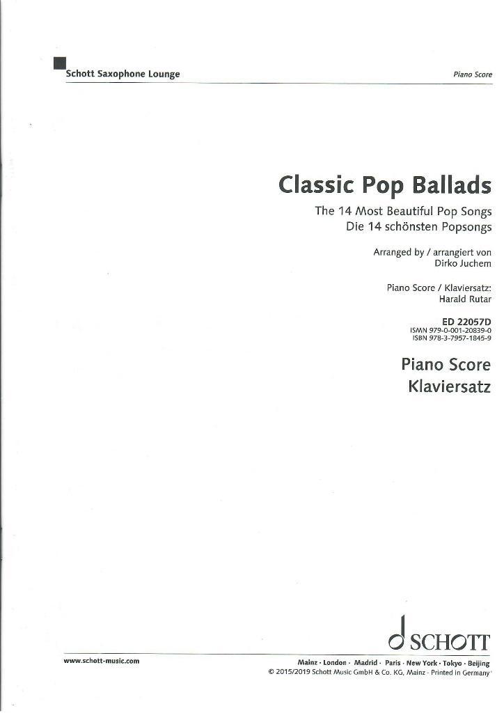 Bladmuziek piano 14 classic pop ballads, Muziek en Instrumenten, Bladmuziek, Nieuw, Thema, Populair, Piano, Ophalen of Verzenden