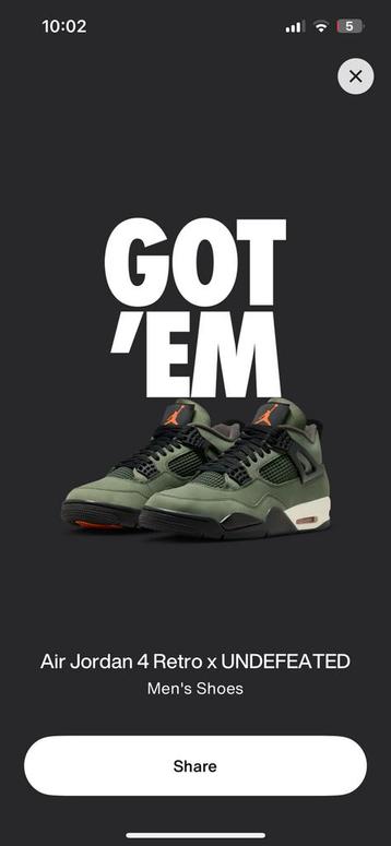 Nike Air Jordan 4 Retro OG SP Undefeated maat 47 beschikbaar voor biedingen