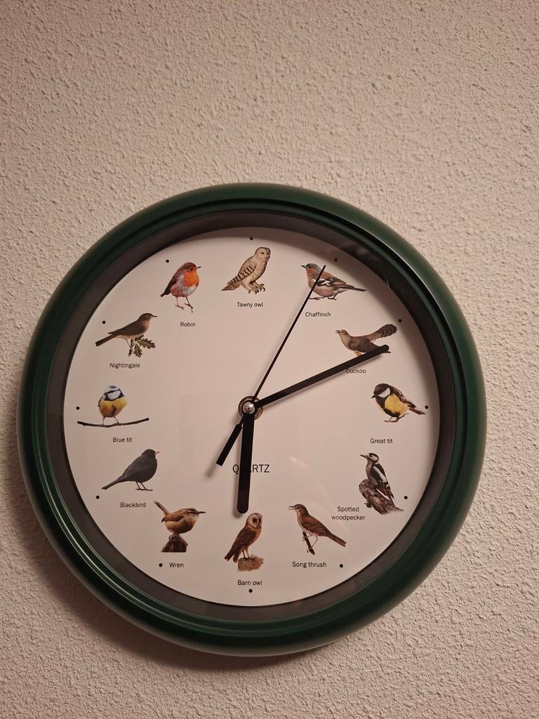 Wandklok met vogelgeluiden, Ophalen of Verzenden, Nieuw, Analoog, Wandklok