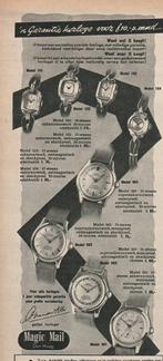 Retro reclame 1955 Magic Mail horloge voor dames en heren, Verzamelen, Verzenden, Overige typen