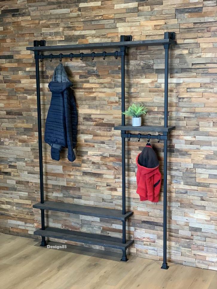 Kapstok metaal zwart Staal, Huis en Inrichting, Woonaccessoires | Kapstokken, Nieuw, Wandkapstok, 200 cm of meer, Metaal, Ophalen of Verzenden
