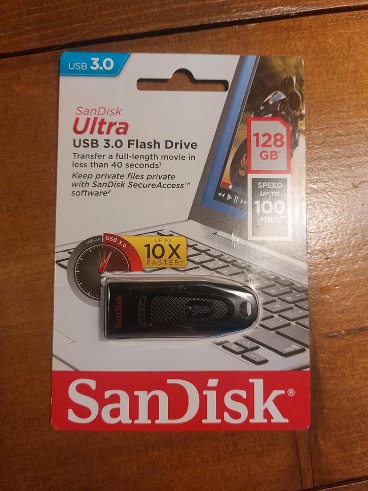 SanDisk Ultra USB 3.0 128GB - Nieuw!, Computers en Software, USB Sticks, Nieuw, 128 GB, Ophalen of Verzenden