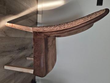6x eetstoelen leer en abaca loom beschikbaar voor biedingen