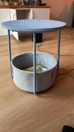 Lichtblauw bijzettafel met mand, Minder dan 55 cm, Rond, Zo goed als nieuw, Ophalen