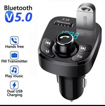Bluetooth Muziekadapter met FM & USB – Voor in de Auto  beschikbaar voor biedingen