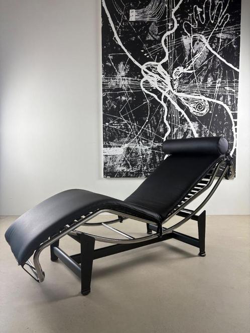 Design-chaise longue in moderne stijl - Echt leer zwart, Huis en Inrichting, Banken | Sofa's en Chaises Longues, Nieuw, Eenpersoons