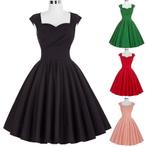 Vintage avondjurk (jurkje zomer lente rood roze pinup retro), Verzenden, Nieuw, Overige kleuren, Knielengte