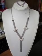 Een Zilverkleurige Sieraden Set met Echte Zoetwater Parels, Verzenden, Overige materialen, Ketting