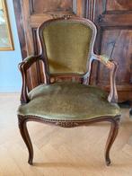 Empire stijl stoel Frans brocante bruin groen velours, Ophalen